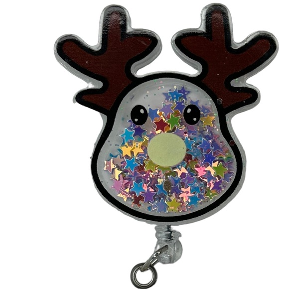 Reindeer Badge Reel Holder Christmas Holiday Gift Idea - Picture 1 of 7